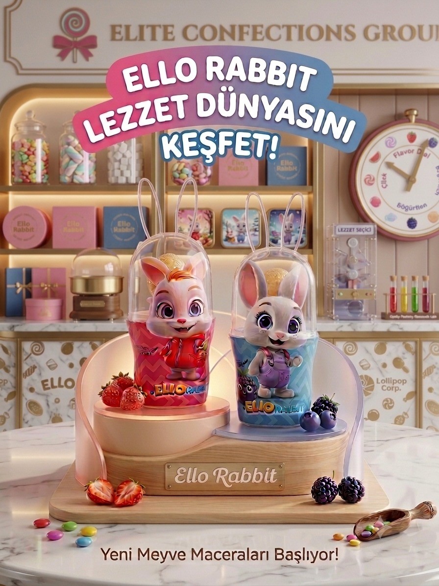 Ello Rabbit Meyve Aromalı Renkli Şeker – Tavşan Tasarımlı Özel Ambalaj