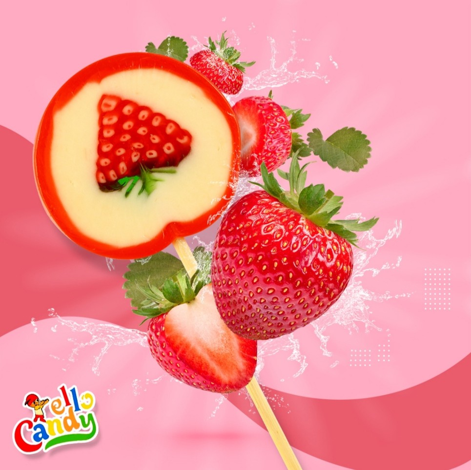 Ello Candy Çilek Aromalı Lolipop Şeker – Meyve Lezzetli Eğlenceli Şekerleme
