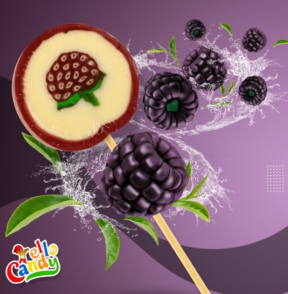 Ello Candy Böğürtlen Aromalı Lolipop Şeker – Meyve Aromalı Şekerleme