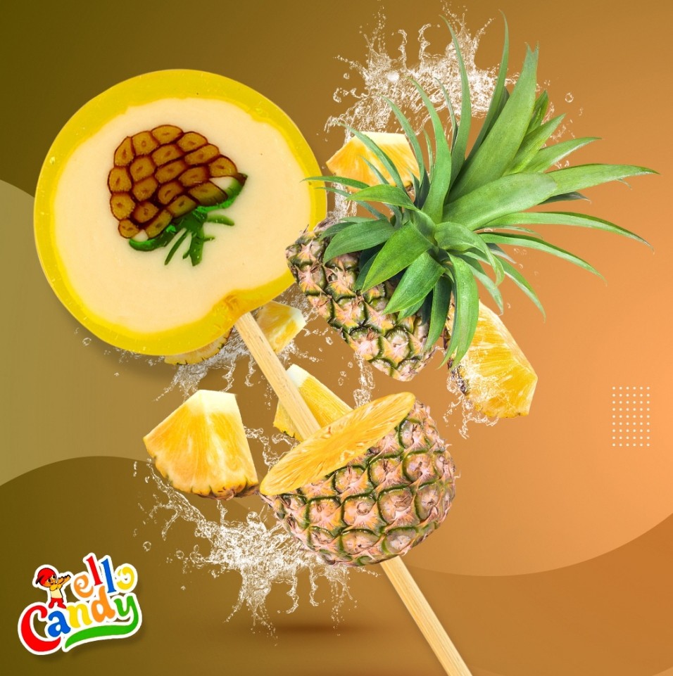 Ello Candy Ananas Aromalı Lolipop Şeker – Tropikal Meyve Aromalı Şekerleme